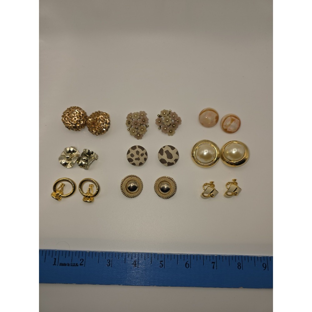 Vintage Love Knot Earrings Gold Tone Screw Clip LOT Twist Chunky